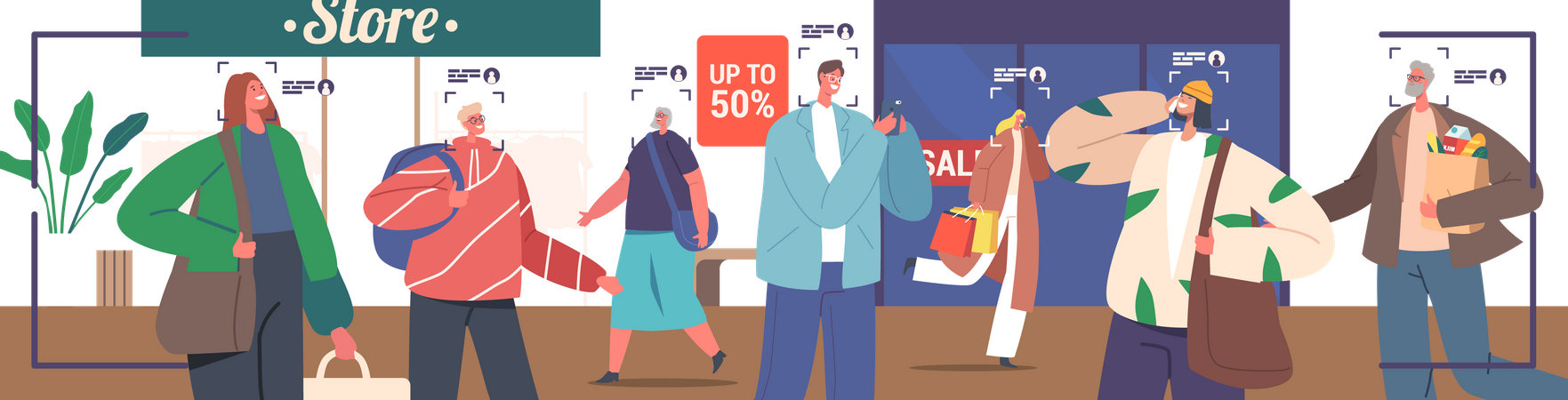 Facial Recognition Security Camera Surveillance  Illustration
