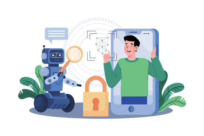 Facial recognition systems use AI for identification  Illustration