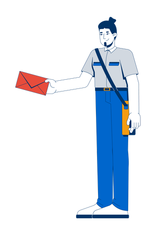 Un facteur caucasien distribuant des lettres  Illustration