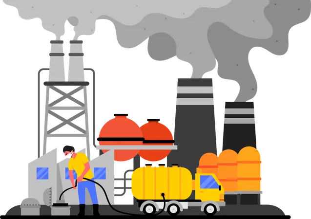 Factories causing pollution  일러스트레이션