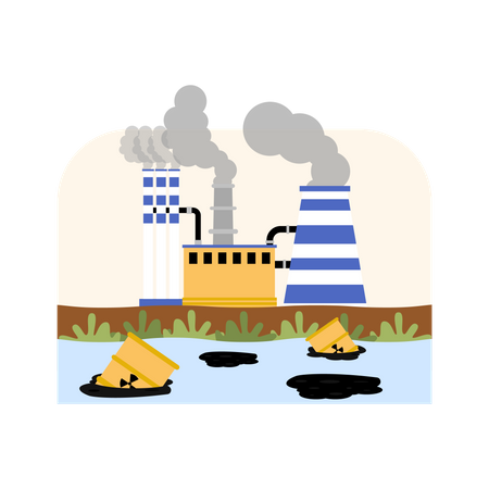 Factories making huge pollution in atmosphere  Illustration