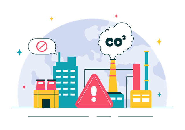 Factories releasing co2  Illustration