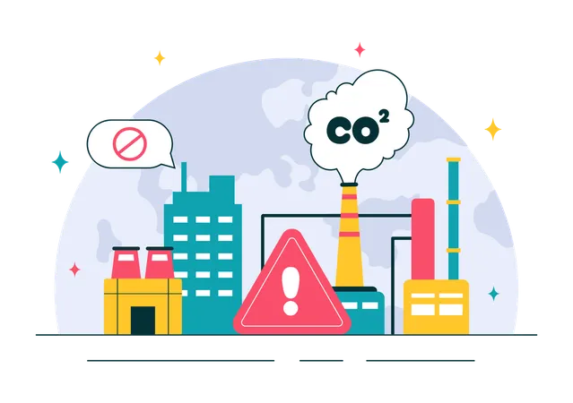 Factories releasing co2  Illustration