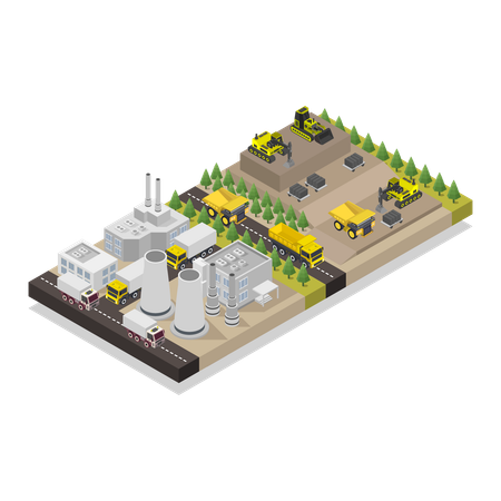 Factory and mine  Illustration