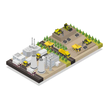 Factory and mine  Illustration