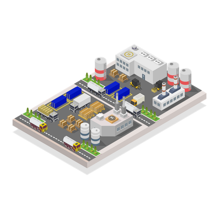 Factory and warehouse  Illustration