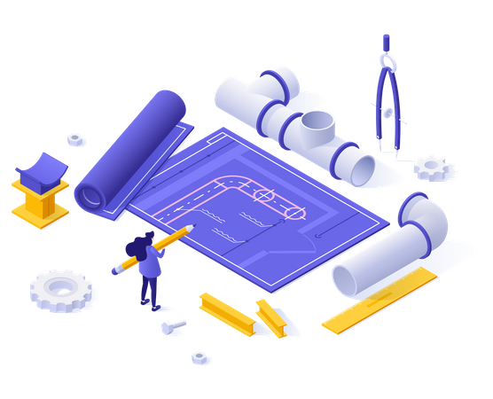 Factory Blueprint  Illustration