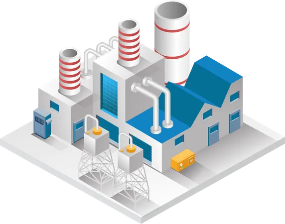 Factory building with chimney and water reservoir  Illustration