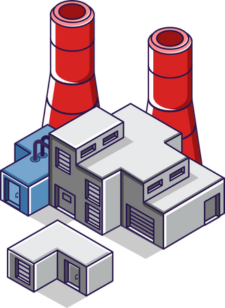 Factory industrial building with chimney  Illustration