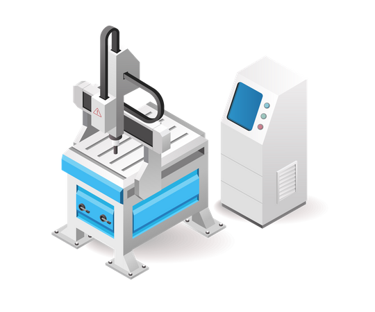 Factory industrial cnc drilling machine tool technology with artificial intelligence  Illustration