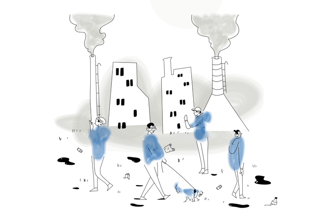 Factory pollution Illustration