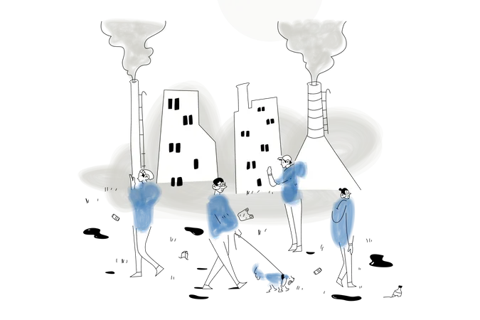 Factory pollution Illustration