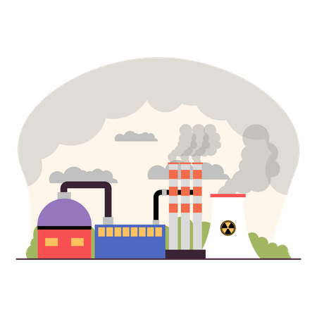 Factory release harmful gases into atmosphere Illustration