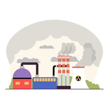 Factory release harmful gases into atmosphere Illustration