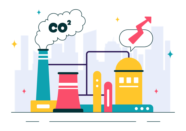 Factory releasing co2 gas  Illustration