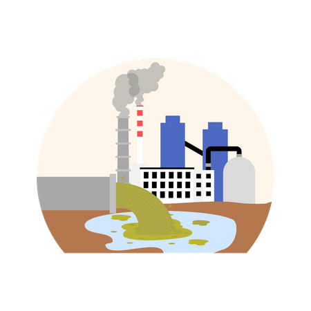 Factory waste disposal  Illustration