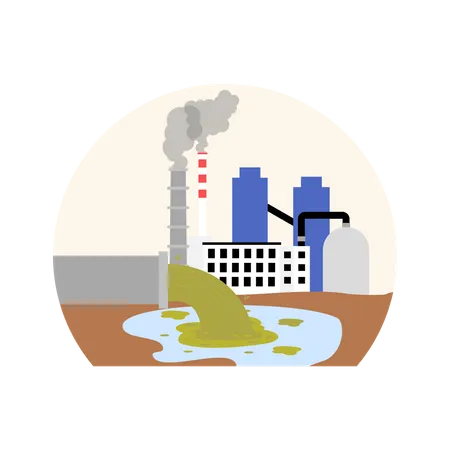 Factory waste disposal Illustration