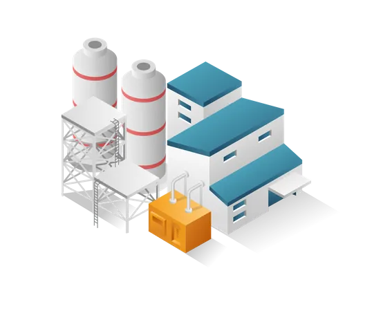 Factory with big gas cylinder  Illustration