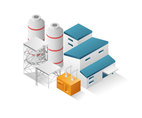 Factory with big gas cylinder  Illustration