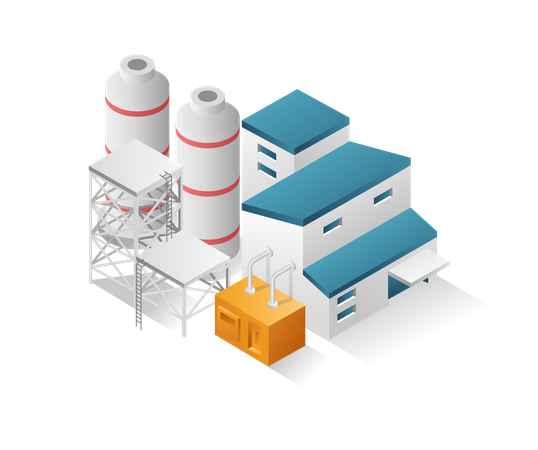 Factory with big gas cylinder  Illustration