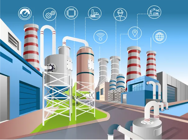 Factory with iot power  Illustration