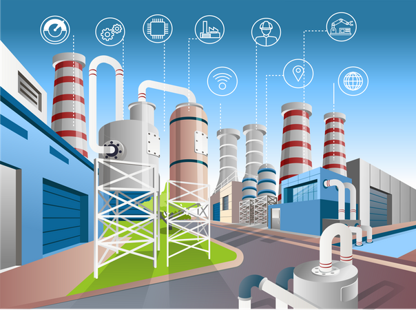 Factory with iot power  일러스트레이션