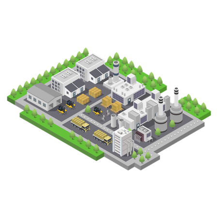 Factory with warehouse  Illustration
