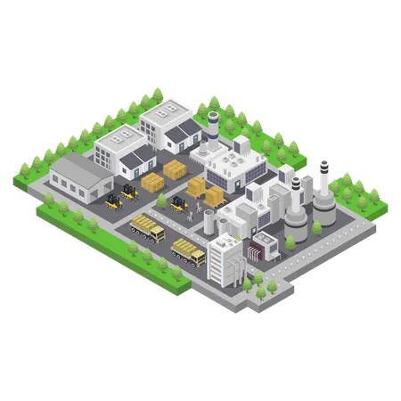 Factory with warehouse  Illustration