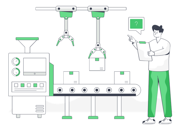 Factory worker checking manufacturing  Illustration