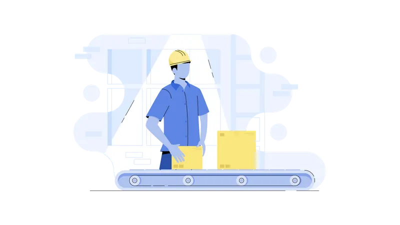 Factory worker working in production line  Illustration