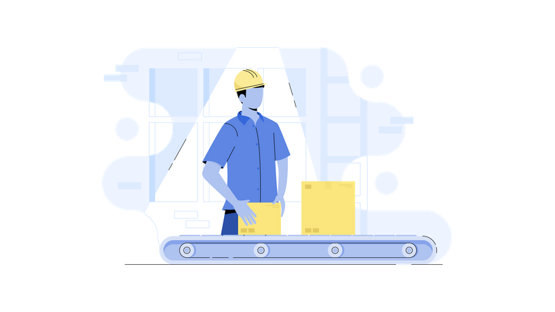 Factory worker working in production line  Illustration