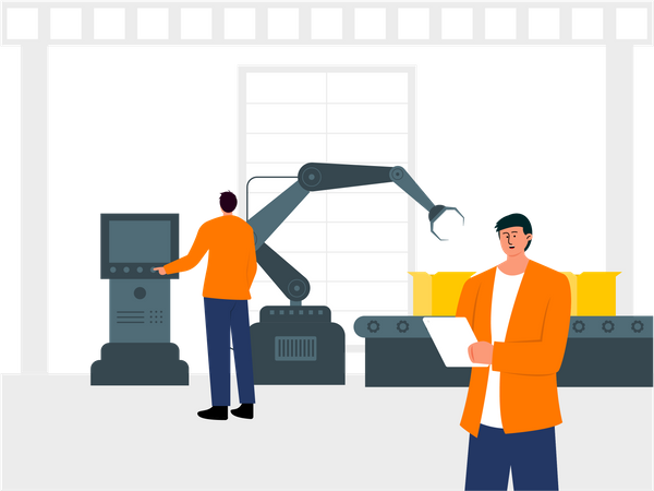 Factory Worker working in production unite  Illustration