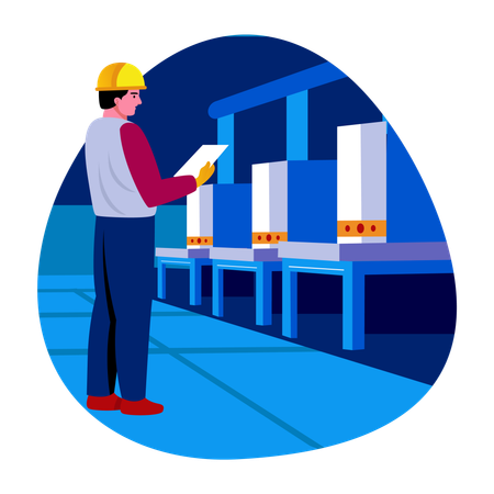 Factory worker working in warehouse  Illustration