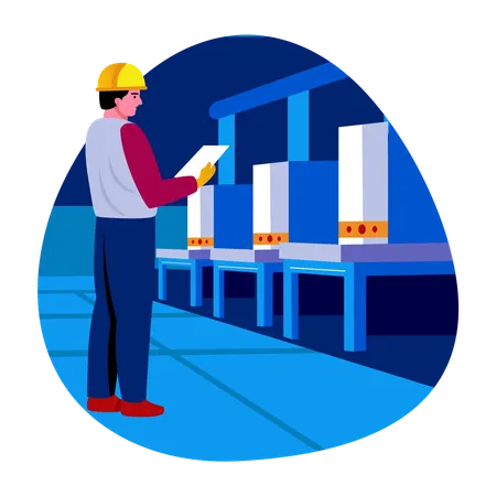 Factory worker working in warehouse  Illustration