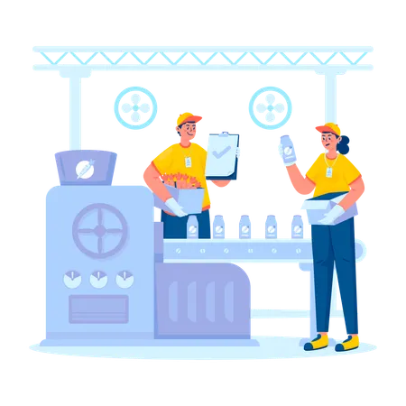 Factory workers working in production  Illustration