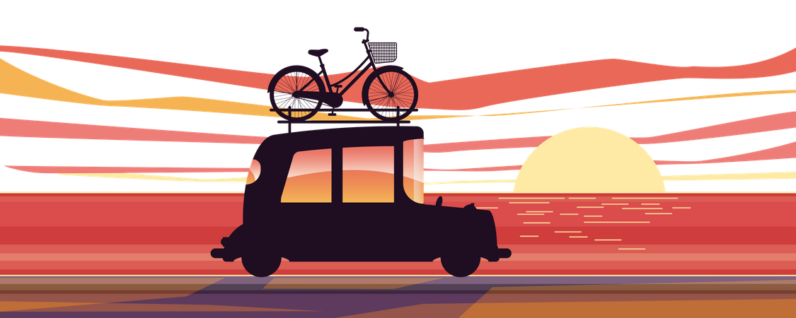 Fahrräder auf ihren Autos transportieren  Illustration