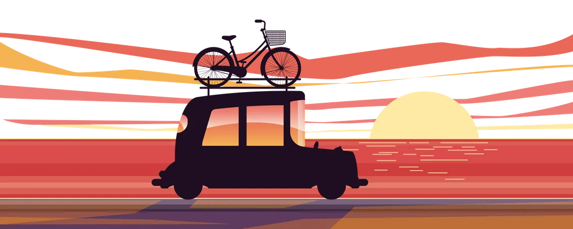 Fahrräder auf ihren Autos transportieren  Illustration