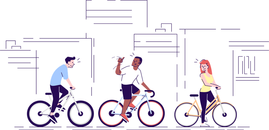 Fahrradfahren auf der Straße  Illustration
