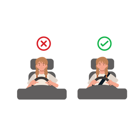 Fahrsicherheitsregeln zum Anlegen des Sicherheitsgurts  Illustration