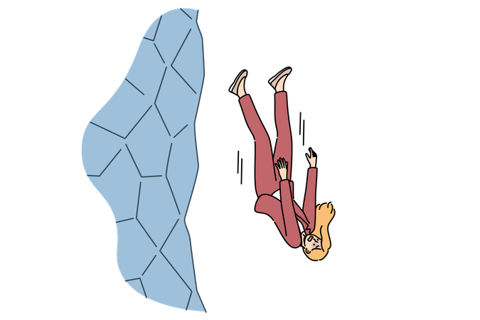 Fail businesswoman falling off cliff  Illustration