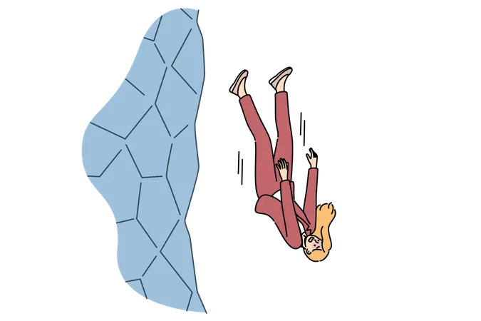 Fail businesswoman falling off cliff  Illustration