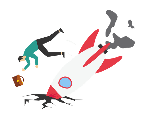 Fail rocket new business unexpected entrepreneur bankruptcy  イラスト