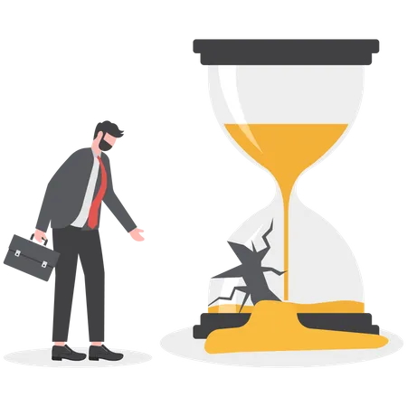 Business People Look At The Broken Hourglasses Productivity And Time Management Failing In Solving Problems Concept Illustration