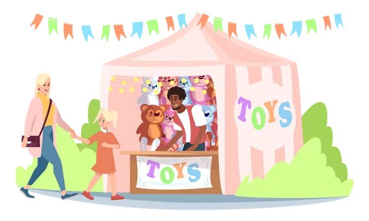 Fair market stall with toys  Illustration