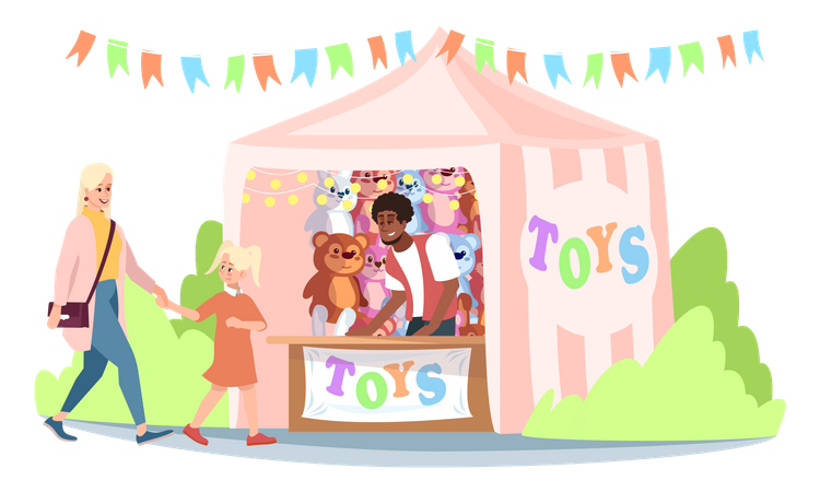 Fair market stall with toys  Illustration