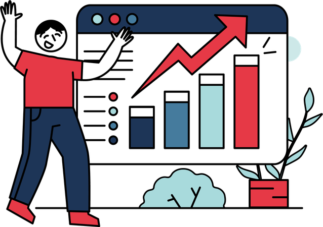 Homme faisant des bénéfices en bourse  Illustration