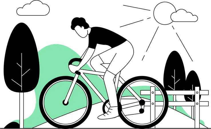 Faire du vélo le matin  Illustration