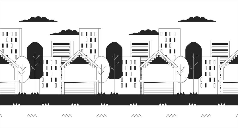 Fairground booths cityscape evening  イラスト