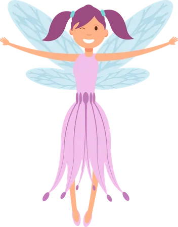 Cartoon Flying Fairies In Colorful Dresses Vector Set Cute Fairy Elf With Winds Vector Collection Fantasy Fairy Girl With Wings Illustration Illustration