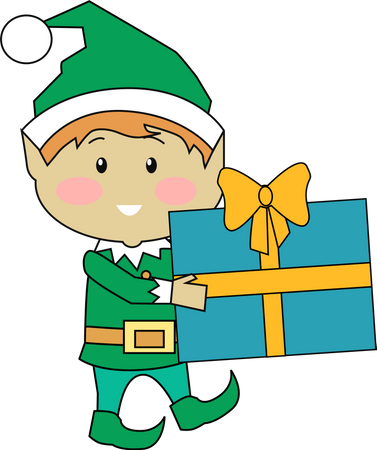 Fairy Elves with Christmas Presents  Illustration